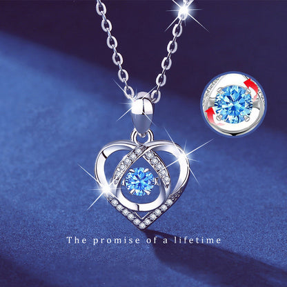 Women Luxury Love Rhinestones Beating Heart-shaped Necklace