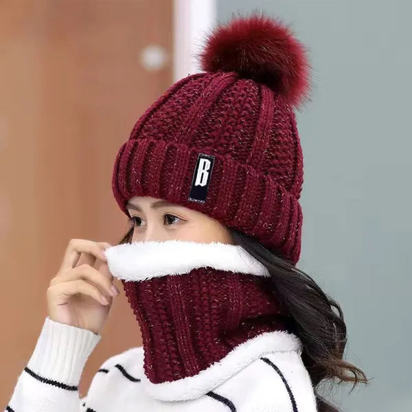 Winter Beanie Hat Scarf Set Women Warm Knitting Skull Cap For Winter Festival Gift
