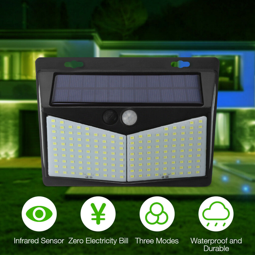 208 LED energía solar luz sensor de movimiento al aire libre patio jardín lámpara de pared impermeable