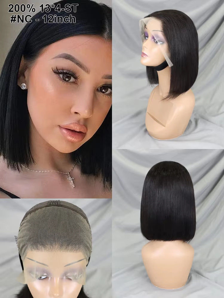 13 x 4 Transparent Lace Straight Bob Human Hair Wig
