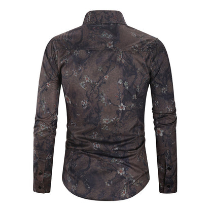 Men Digital Printed Floral Long Sleeve Shirt