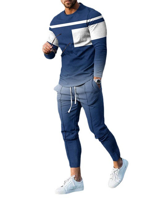 Men's Long sleeves Casual Round Neck 3D Printing Tracsuit