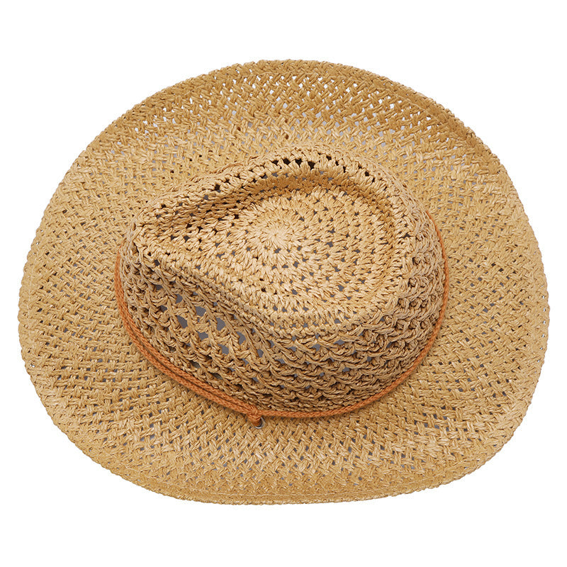 Western Cowboy Hat Foldable Hollow Raffia Hat Men And Women