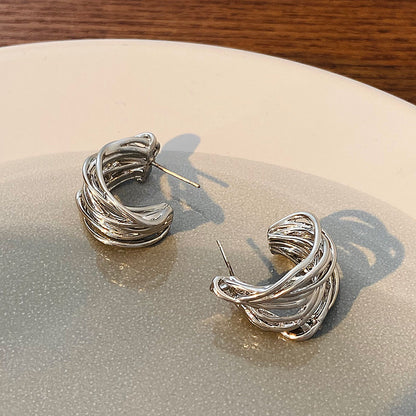 Women's Fashion C- Shaped Winding Hoop Earrings