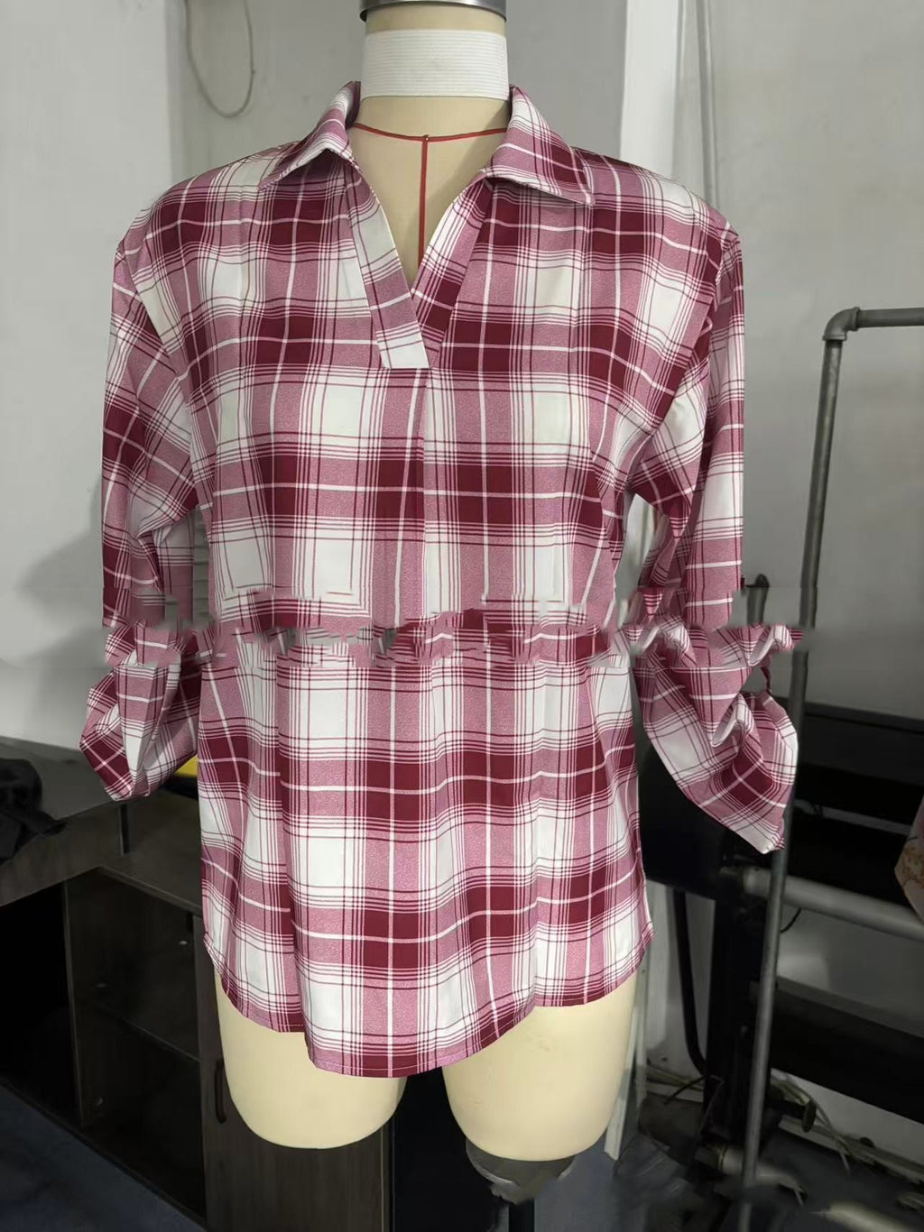 Lapel Loose Women's Plaid Shirt Commuter Style