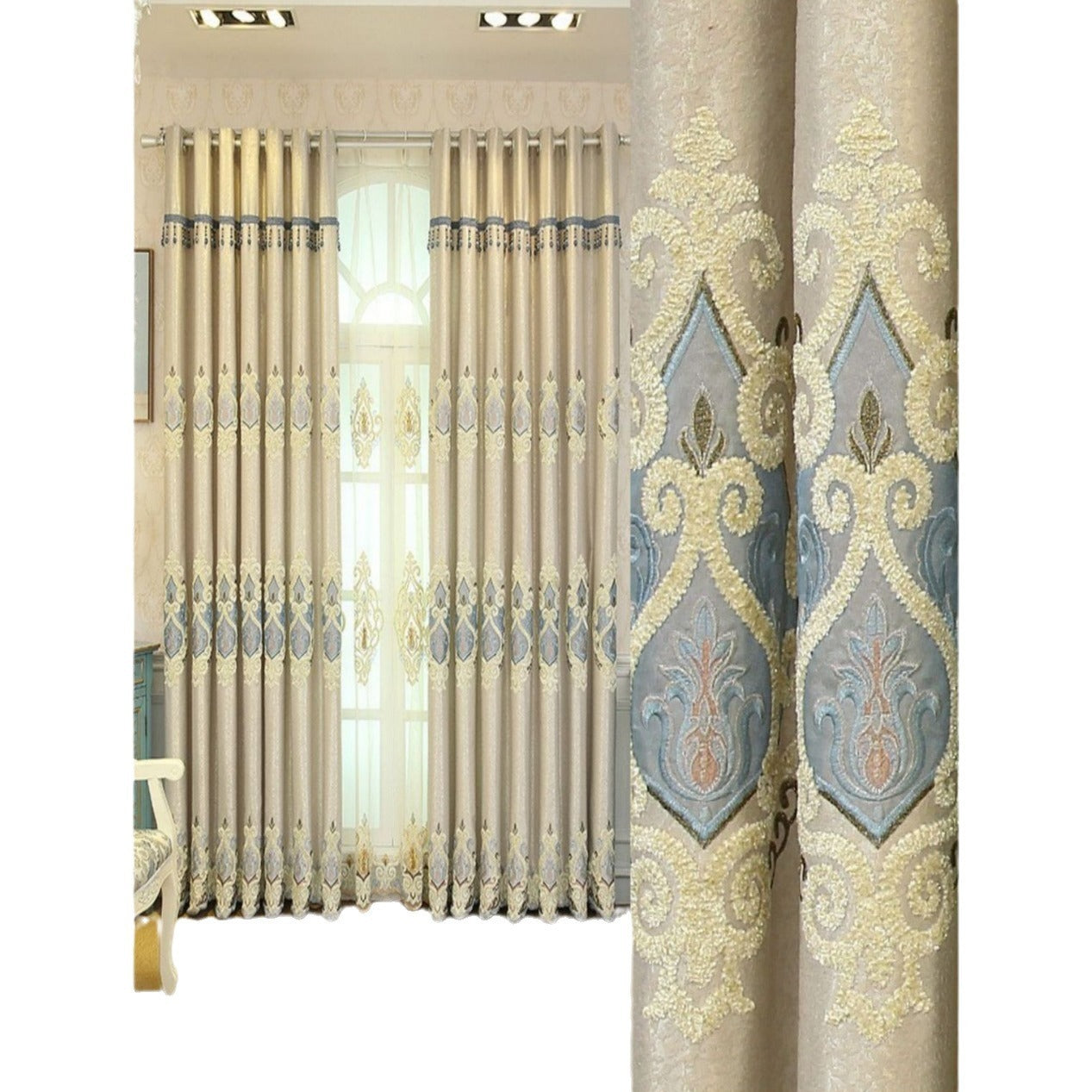 Embroidered Mesh Curtains For Living Room & Bedroom