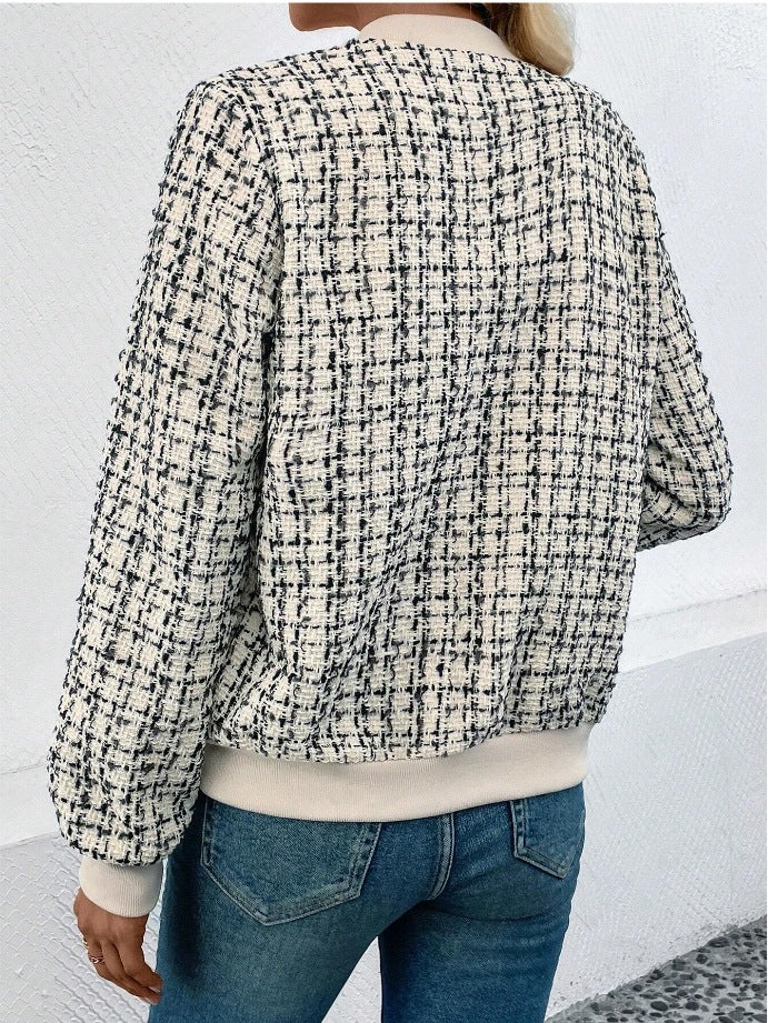 Fashionable & Versatile Plaid Zipper Jacket