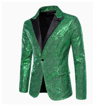 Men Banquet Stage Costume Bar Sequin Suit
