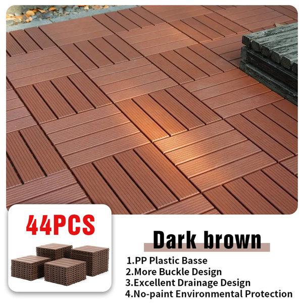 44pcs Interlocked Deck Plastic Tiles With Four-way Locking