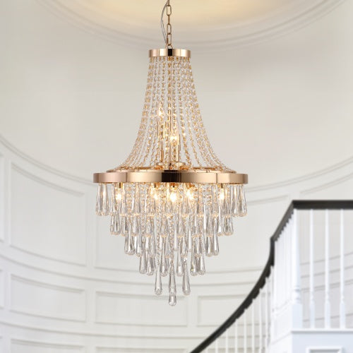 Golden Crystal Chandelier, Large Modern Luxury Chandelier For Living Room, Dining Room, Bedroom, Hallway