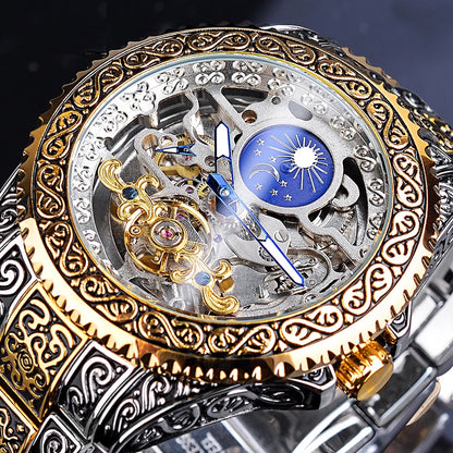 Forsining Skeleton Carved Tourbillon Mechanical Luxury Men's Wristwatch