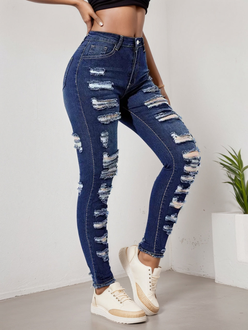 Women's Ripped High Stretch Slim Jeans