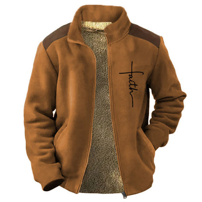 Men's Fleece-lined Turn-down Collar Coat