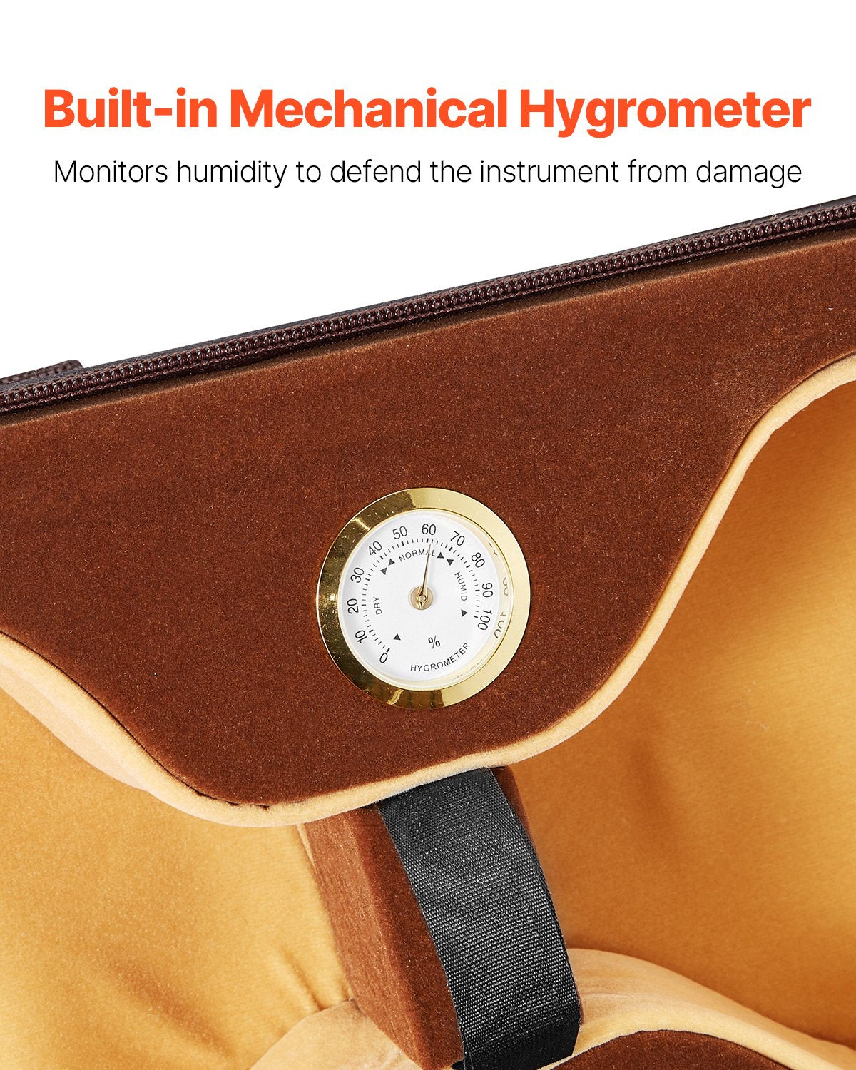 4/4 Full Size Violin Case, Built-in Hygrometer, Lightweight Portable Travel Carrying Bag, With Plush Lining, Shoulder Straps, Anti-Scratch, Professional Oblong Shape, For Violin, Black