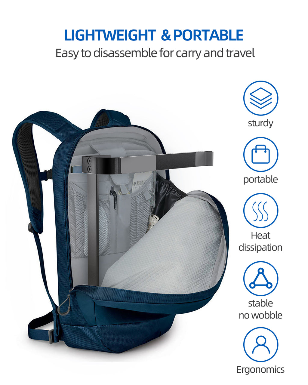 Support d'ordinateur portable amovible portable support d'ordinateur portable ergonomique amovible ventilé en aluminium