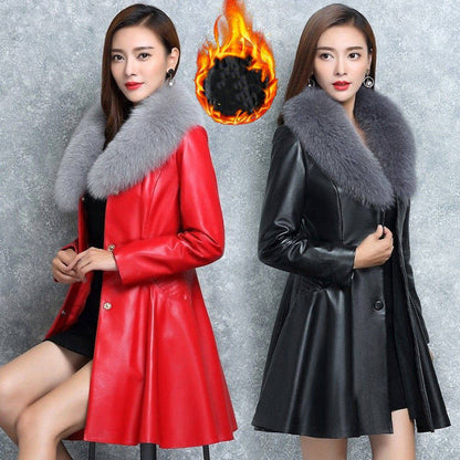 Women's Faux Fox Fur Collar Coat