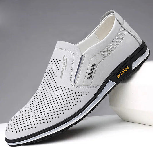 Men White Casual Slip-on Leather Shoes