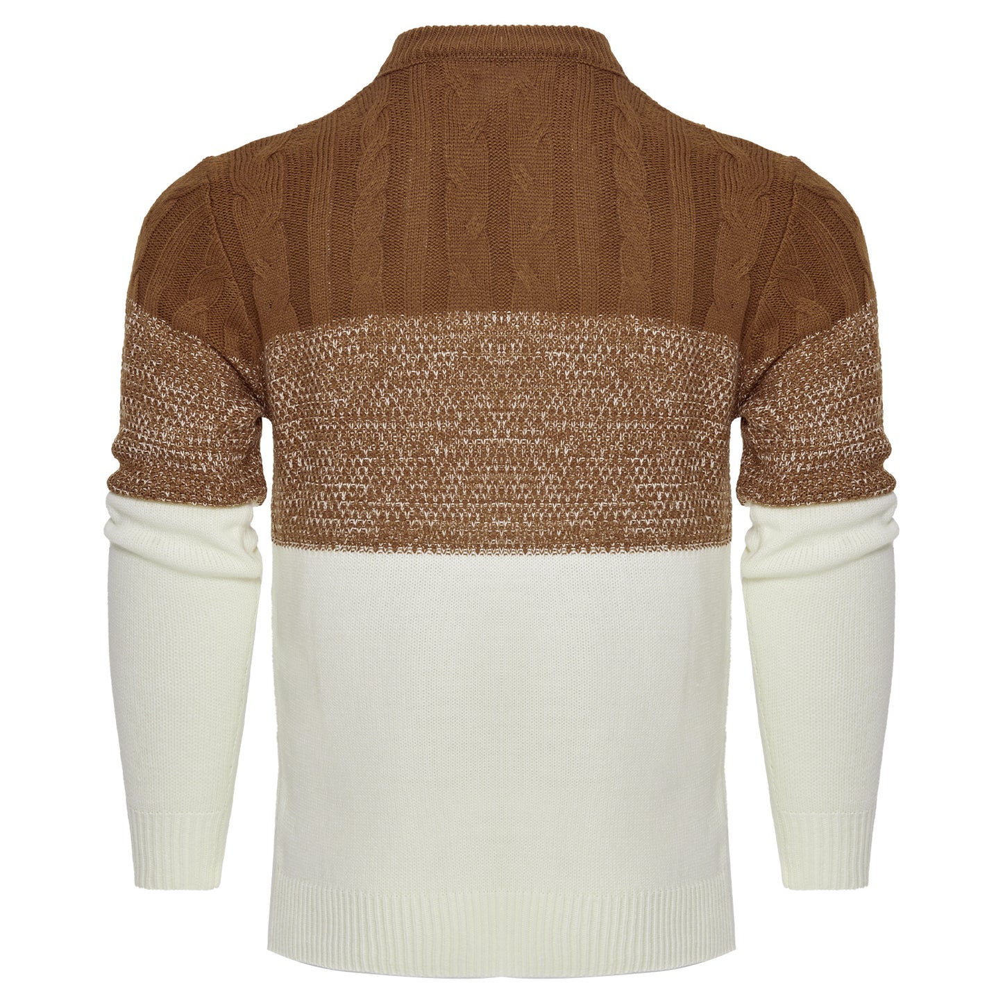 Men's Casual Color Block Long Sleeve Cable Knit Pullover Sweater