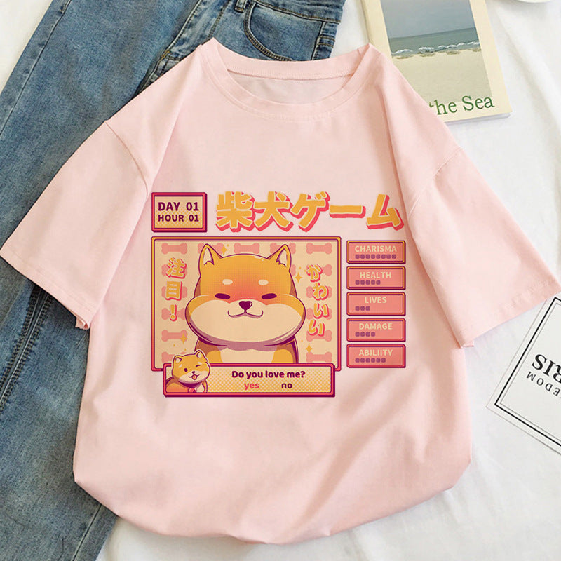 Cat Kawaii Cartoon Pattern T-shirt Women