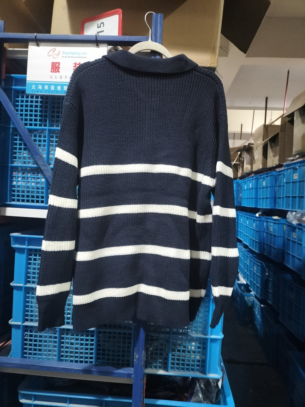 Half Zipper Contrast Color Knitwear Men's Loose Polo Collar Sweater