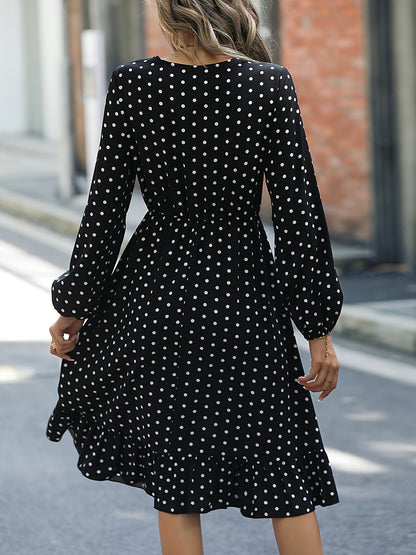 Women Polka Dot Long Sleeve Dress