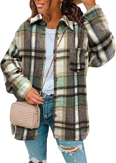 Women's Brushed Woolen Jacket Plaid