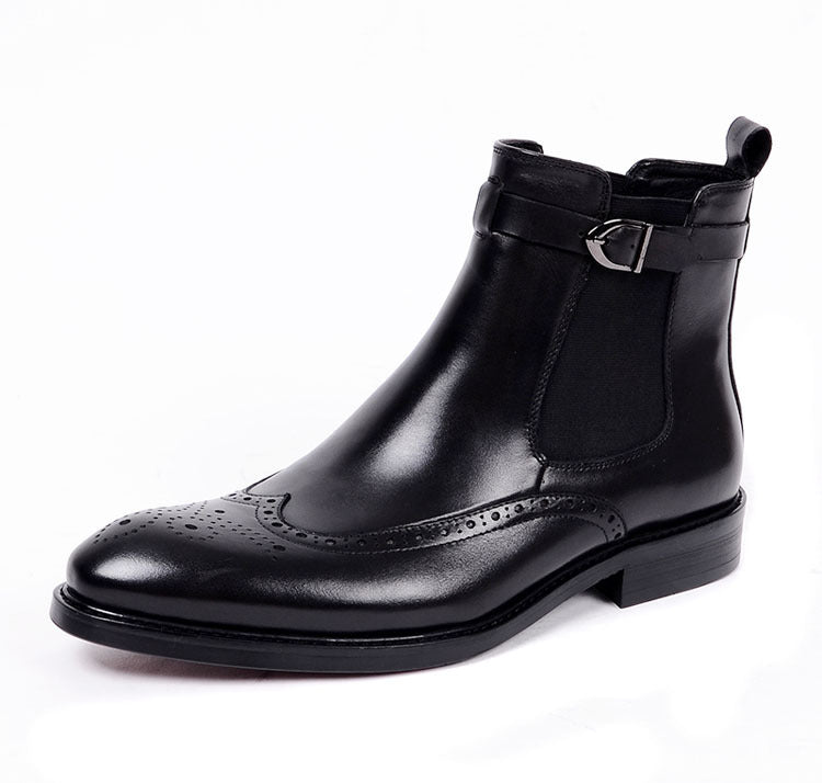 Men Business High-Top Leather Cowboy Boots