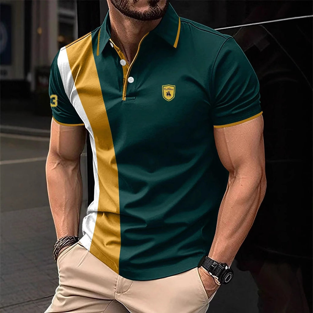 Men's 3D Printing Digital Printed Polo Shirt Short Sleeve