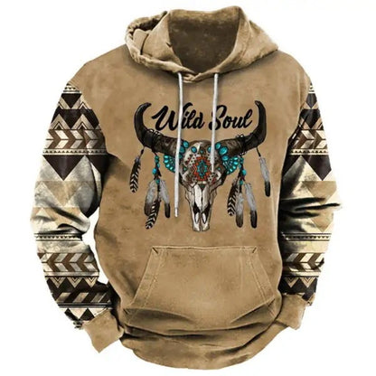 3D Printed Animal Graffiti Loose Hooded Sweater