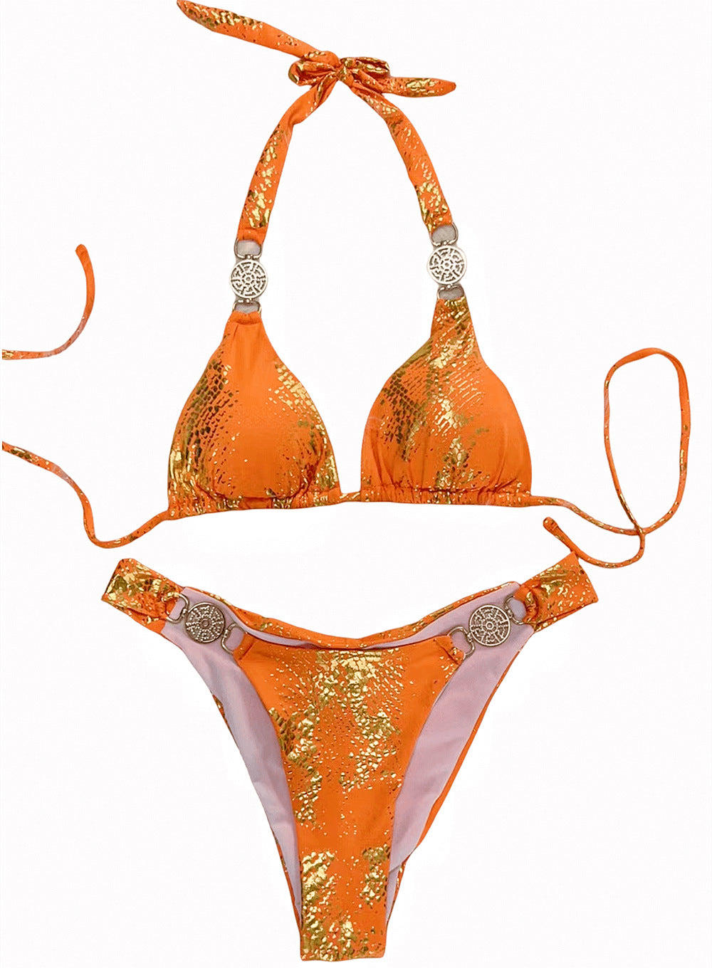 Snake Pattern Bronzing Bikini Crystal Diamond Metal Accessories