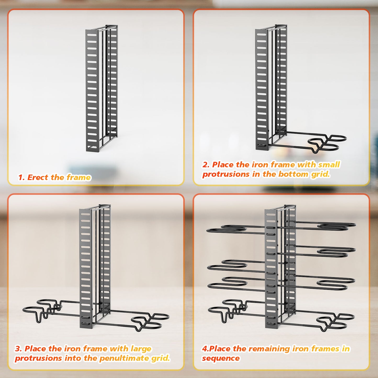 Adjustable 8-Tier Pot and Pan Organizer Rack