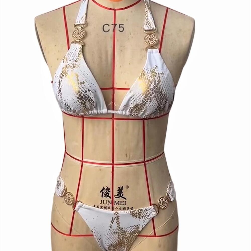Snake Pattern Bronzing Bikini Crystal Diamond Metal Accessories