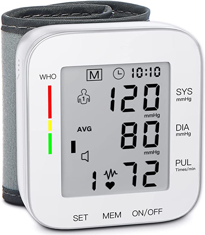 Voice-Enabled Wrist Blood Pressure Monitor with Memory and Irregular Heartbeat Detection