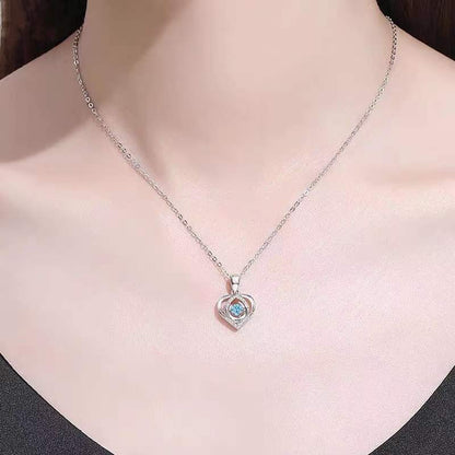 Women Luxury Love Rhinestones Beating Heart-shaped Necklace