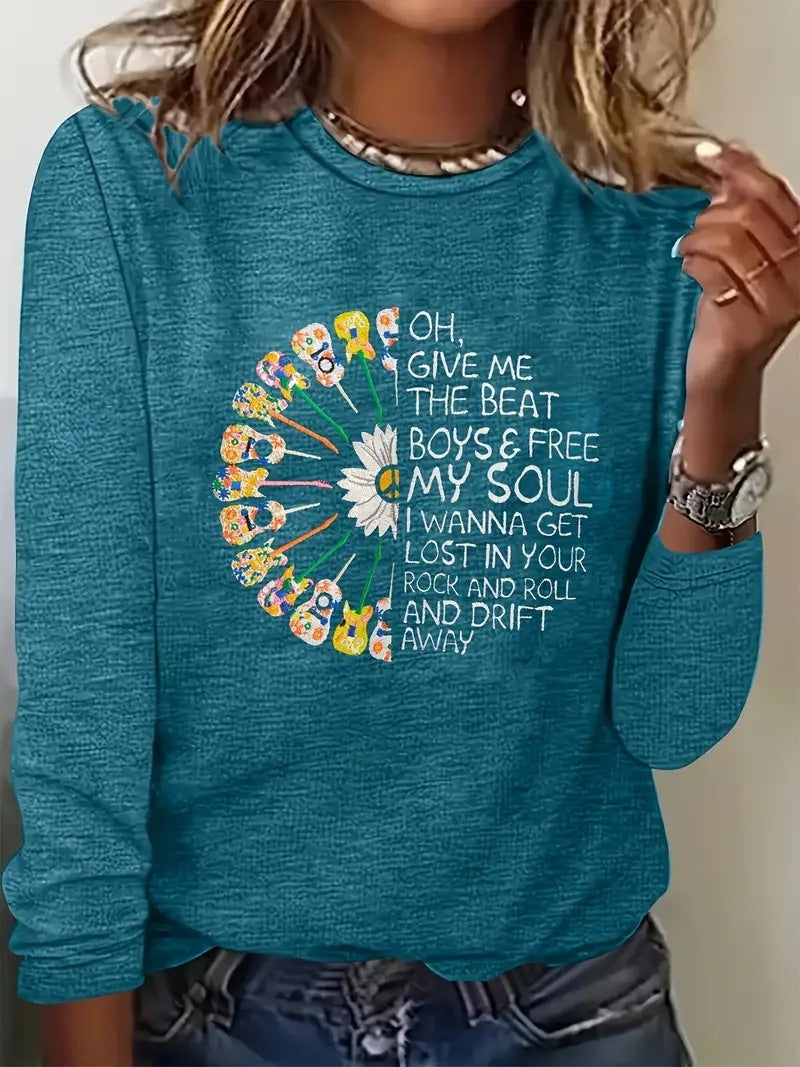 Women's New Long Sleeve 3D Printed Crew Neck Sweatshirt