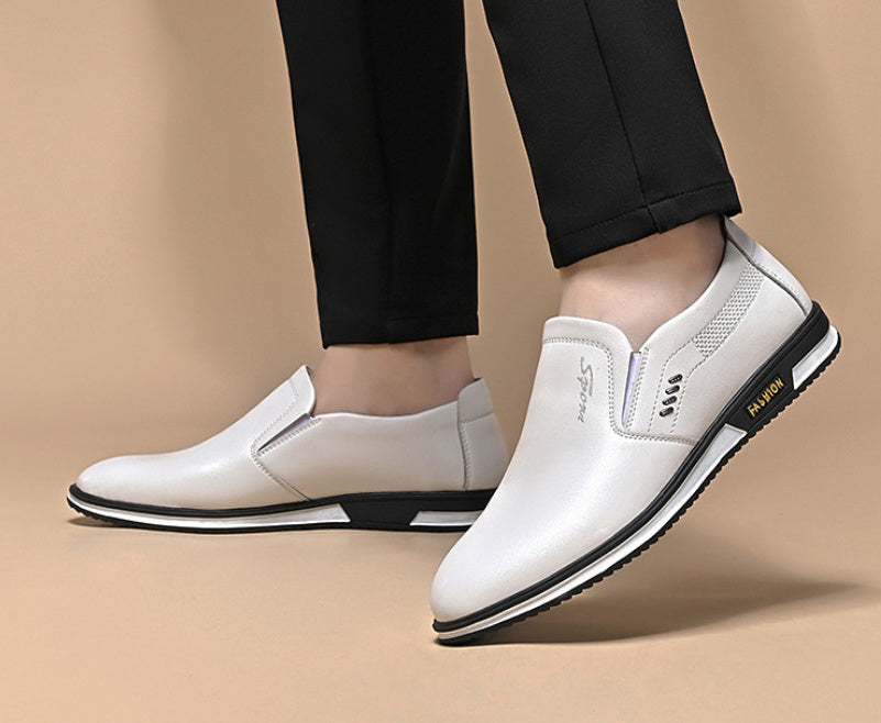 Men White Casual Slip-on Leather Shoes