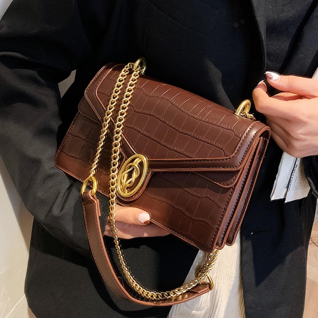 Bolso bandolera con cadena Ins que combina con todo y grano de piedra a la moda para mujer