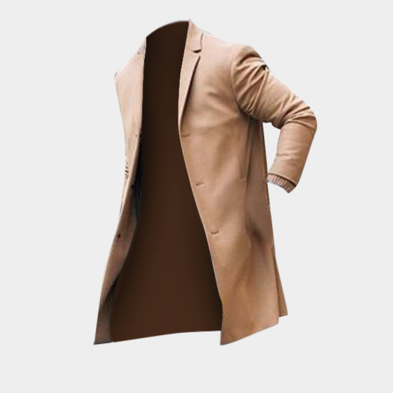 Classic Slim Fit Trench Overcoat for Men's Winter Fashion