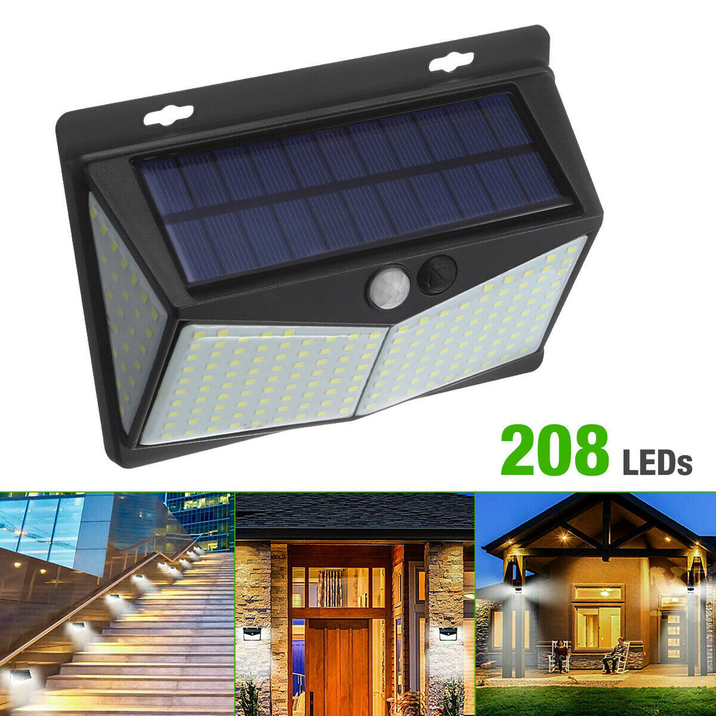 208 LED energía solar luz sensor de movimiento al aire libre patio jardín lámpara de pared impermeable