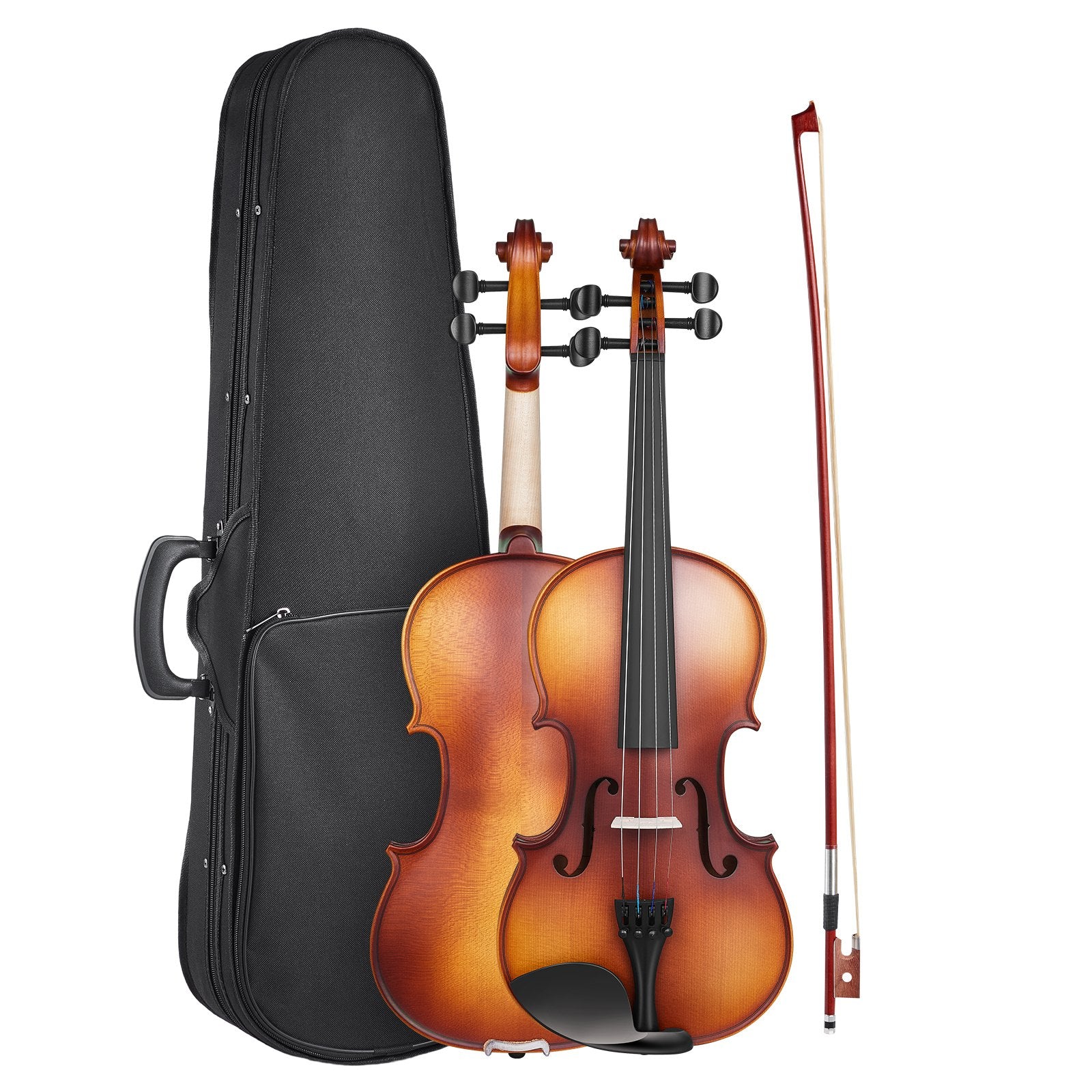 Violin 4/4 Full Size For Adults, Violin Fiddle Set For Beginners Student With Hard Case, Rosin, Bow, Shoulder Rest,Bridge,Extra Strings,Professional Solidwood Instrument (Matte Brown)