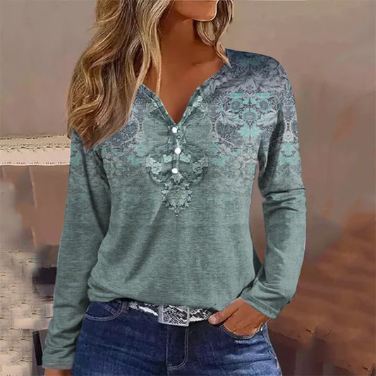 Casual Printed Long-sleeved T-shirt Top