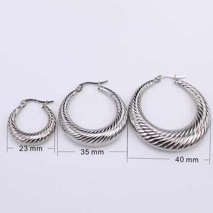 Ladies Fashion Titanium Hollow Round Texture Stainless Steel Earrings