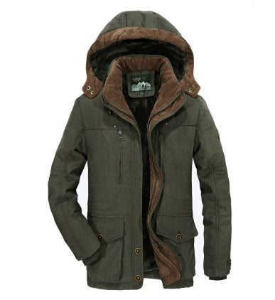 Thickened Multi-pocket Hooded Men's Cotton Coat