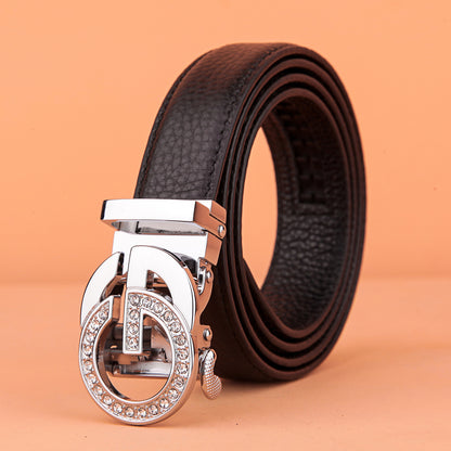 First Layer Cowhide Leather Automatic Buckle Belt Ladies