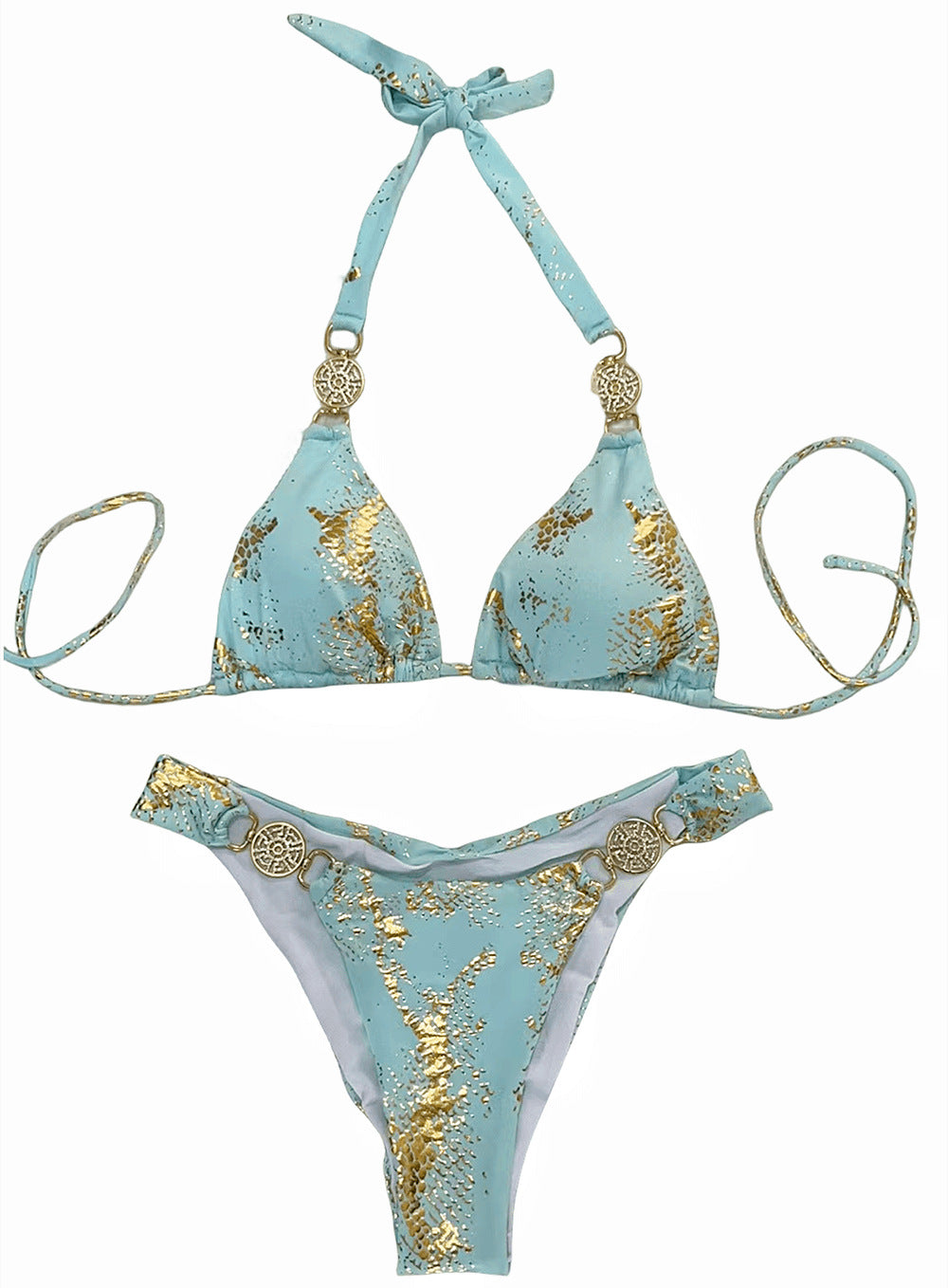 Snake Pattern Bronzing Bikini Crystal Diamond Metal Accessories