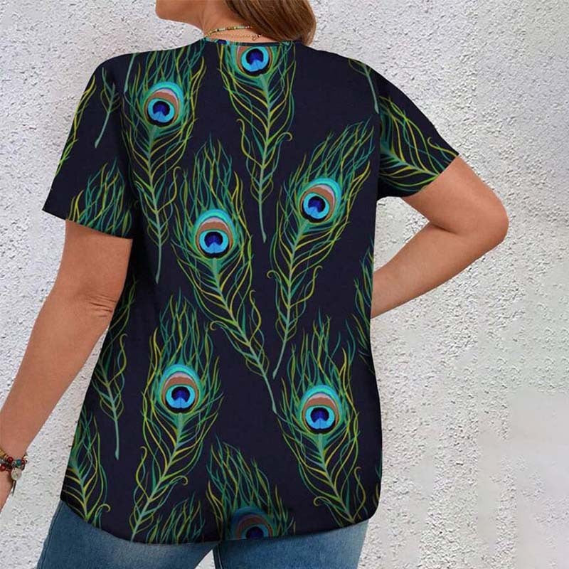 Women  Peacock 3D Printing T-shirt