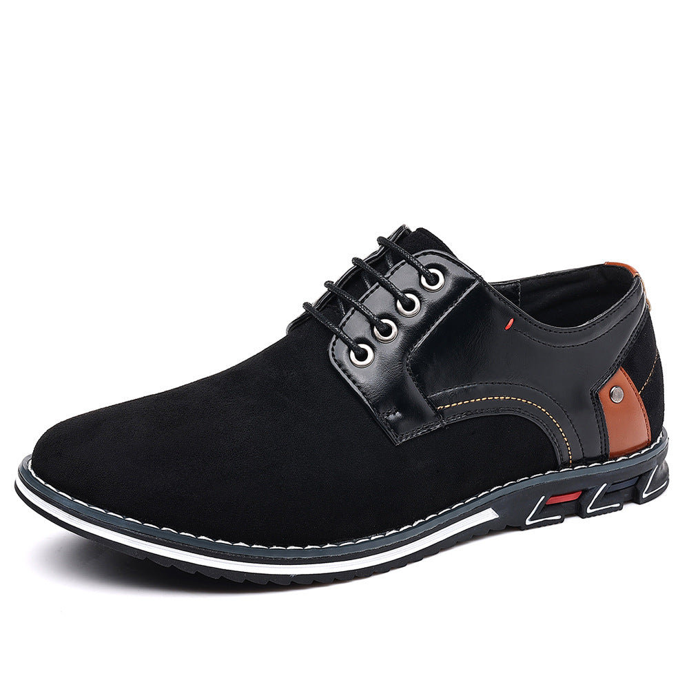 Casual Leather Shoes Men's Round Head Lace-up Non-slip