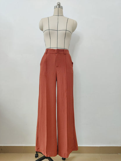 Solid Color Loose Pleated Wide-leg Casual Pants