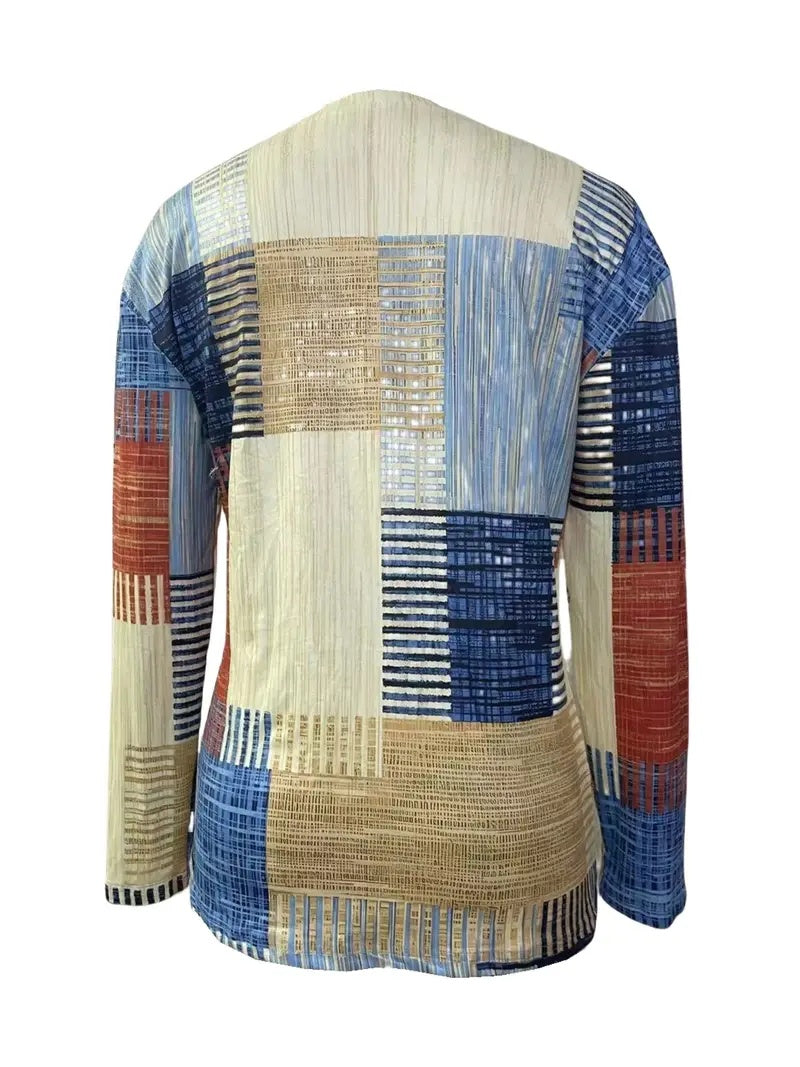 Women's Casual Check Print Long-sleeved T-shirt