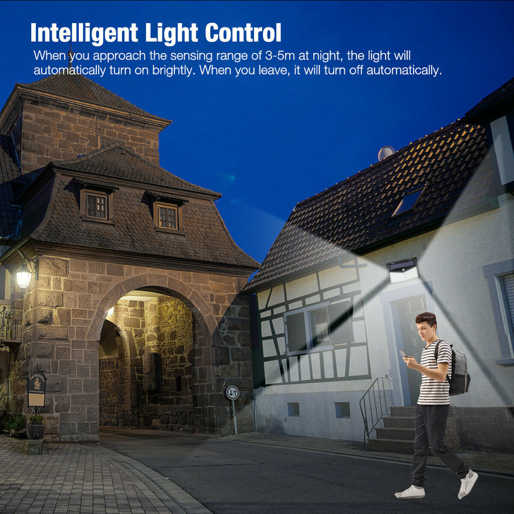 208 LED energía solar luz sensor de movimiento al aire libre patio jardín lámpara de pared impermeable